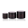 hot selling skincare 10g amber glass jar straight side cosmetic jar with black lid